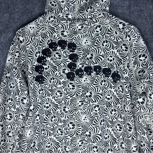 RARE Evisu Y2K 90’s Skulls Skeletons Zip Up Skater Hoodie Men’s Size 2XL